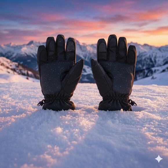 New Women’s Winter Ski Gloves Medium – Waterproof Insulated Black Grey Snowflake - Picture 3 of 6